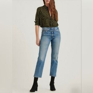 LUCKY BRAND GREEN ANIMAL PRINT BLOUSE